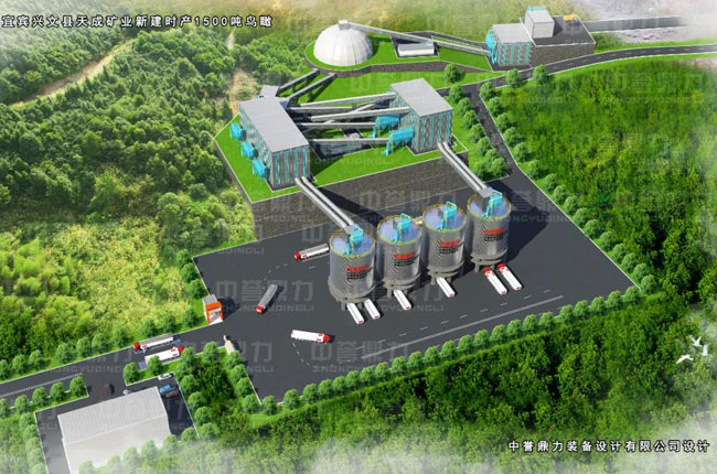 興文縣天成礦業(yè)有限公司時產(chǎn)1500噸環(huán)保智能化骨料生產(chǎn)線鳥瞰圖